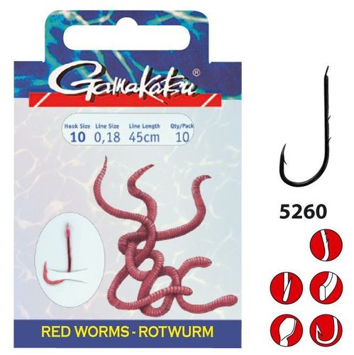Gamakatsu Návazec BKD 5260R Red Worm Size 10 0,18mm 75cm
