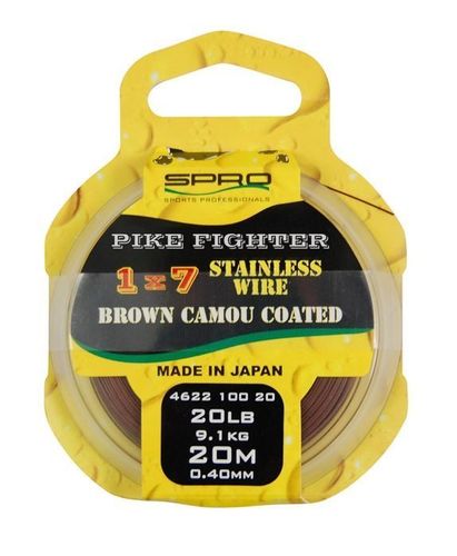 Spro Lanko Pike Fighter 1x7 Stailess Wire Brown Camo Coated 0,45mm, 13,6kg, 20m