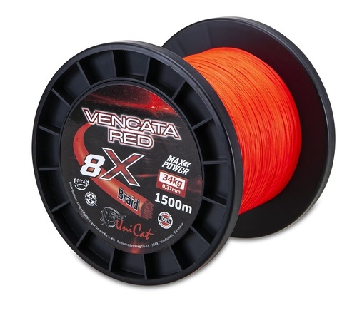 Šňůra Uni Cat 8 X Vencata Red 1500m 0,60mm, 57kg