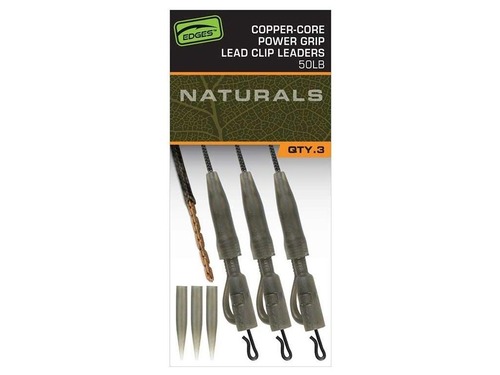 Fox Montáž Edges Naturals Copper-Core Power Grip Lead Clip Leaders 50lb