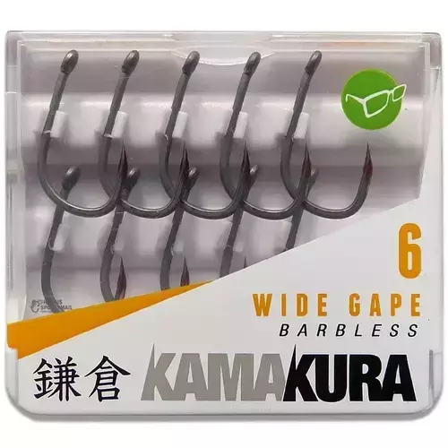 Korda Háček Kamakura Wide Gape Barbless, 10ks Size 6