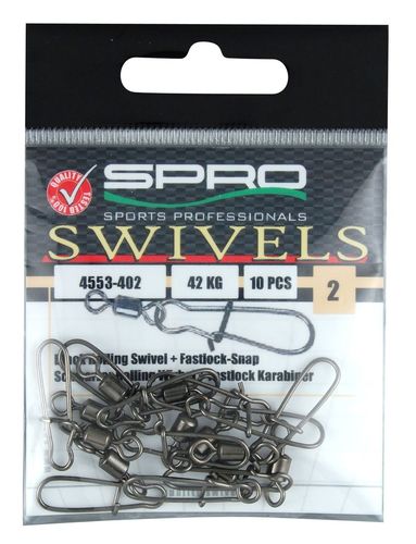 Spro Karabinka Black Rolling Swivel+Fastlock Snap Size 4, 30kg